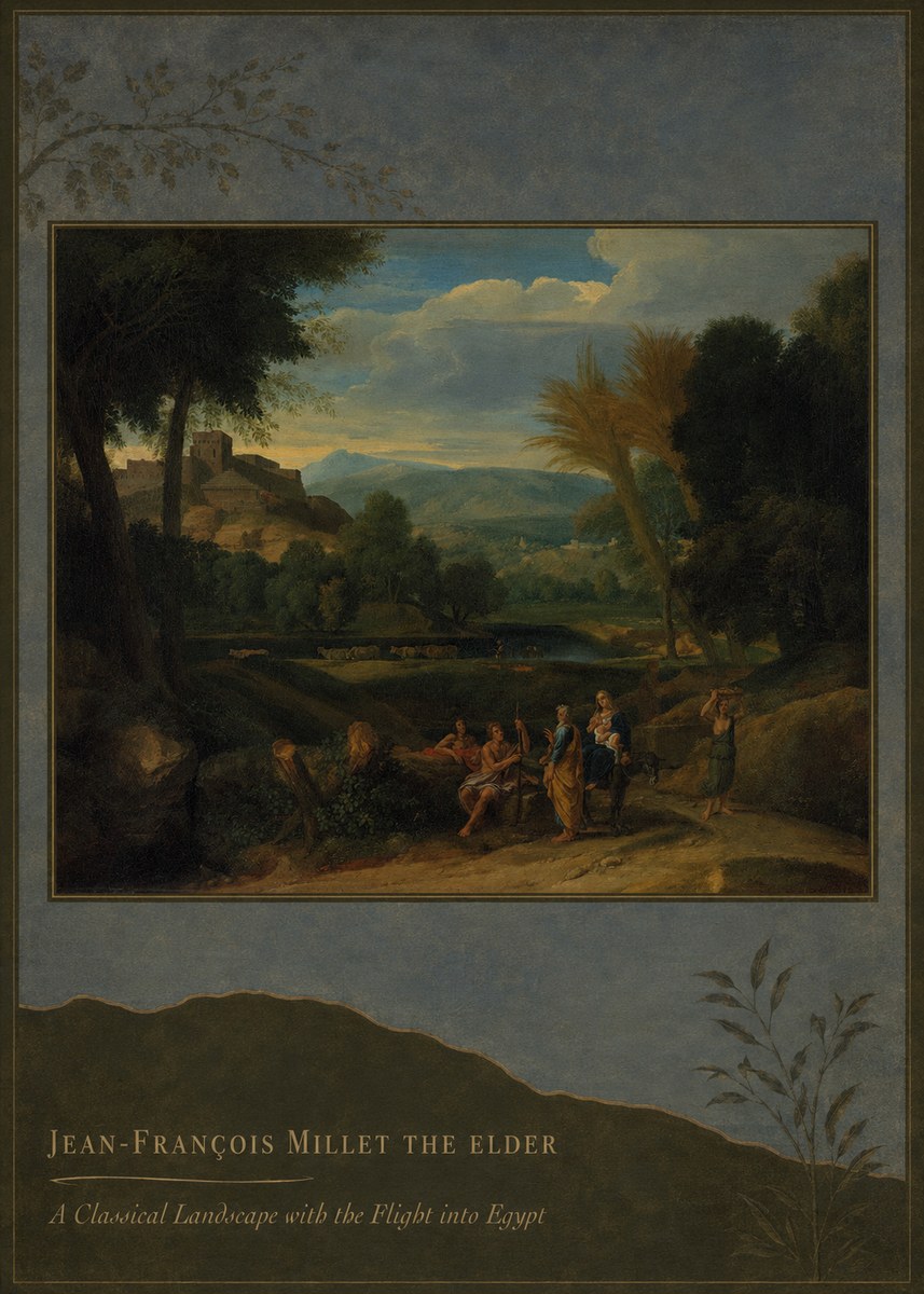 Jean-François Millet A Classical Landscape with the Flight into Egypt No3 - Plakát