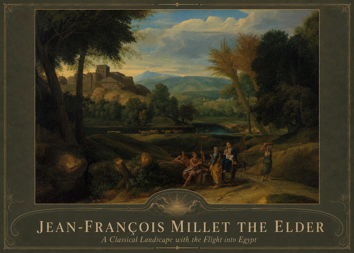 Jean-François Millet A Classical Landscape with the Flight into Egypt No4 - Plakát