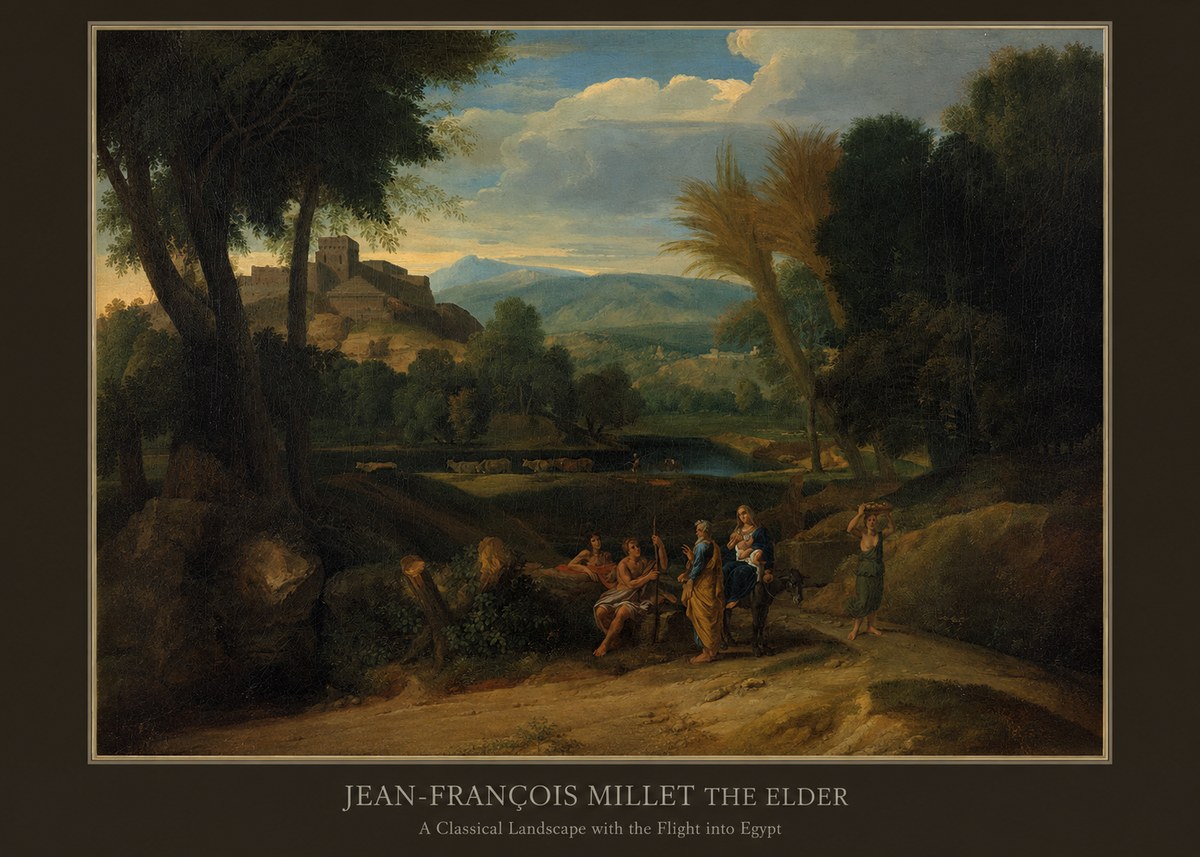 Jean-François Millet A Classical Landscape with the Flight into Egypt No5 - Plakát