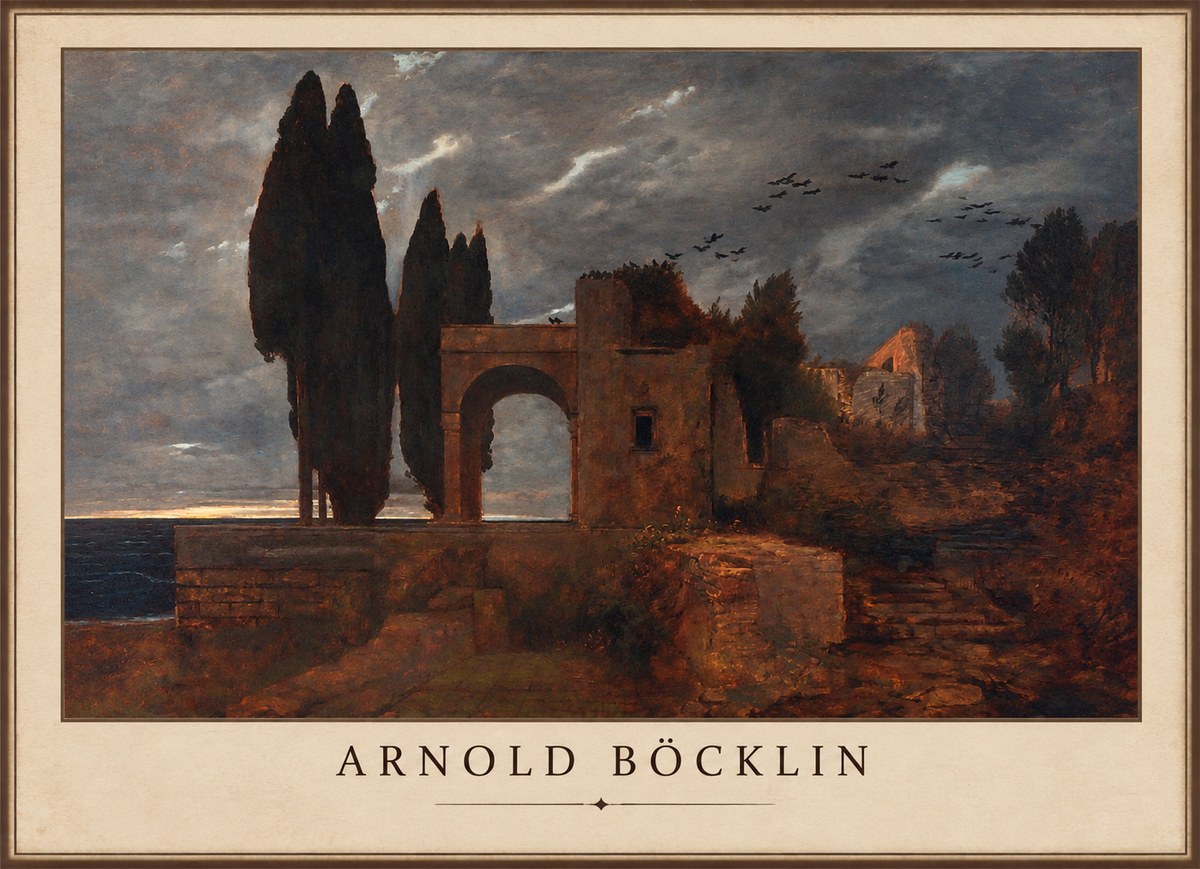 Arnold Böcklin Villa by the Sea I No1 - Plakát