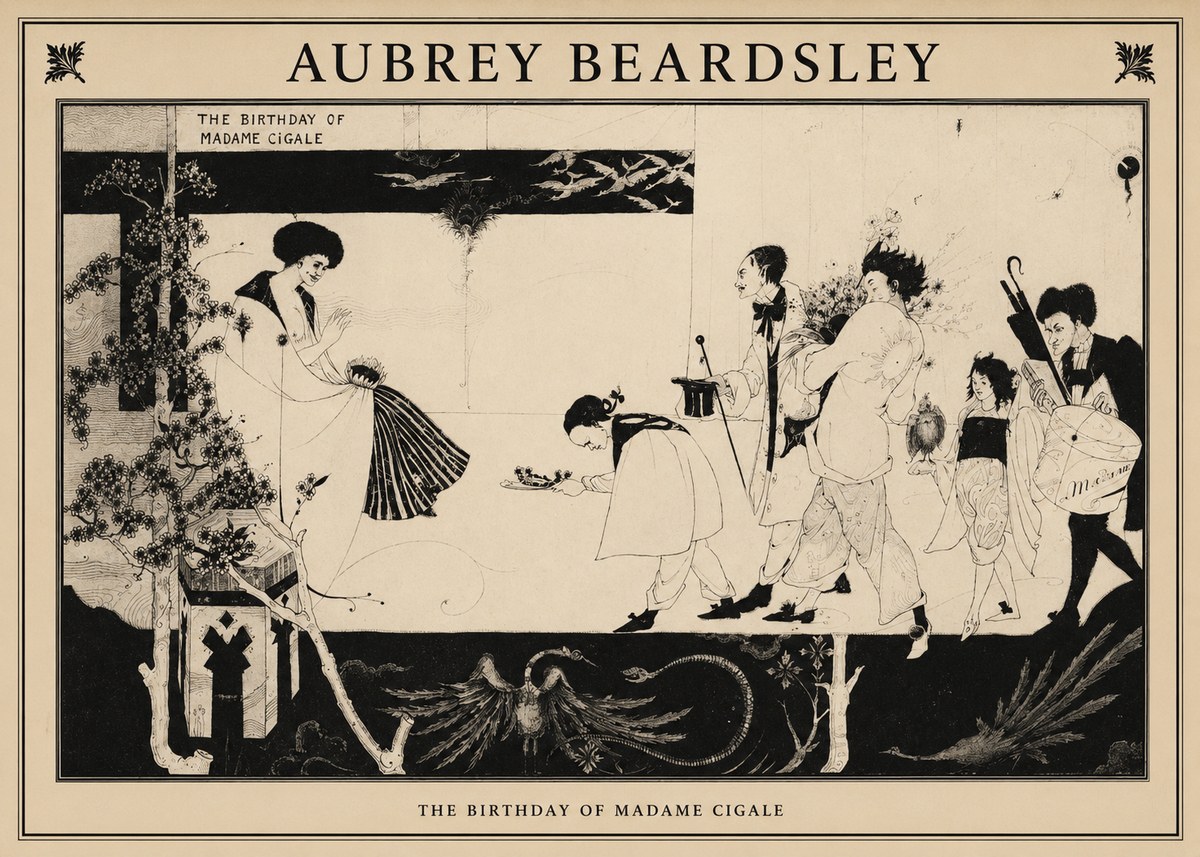 Aubrey Beardsley The Birthday of Madame Cigale No1 - Plakát