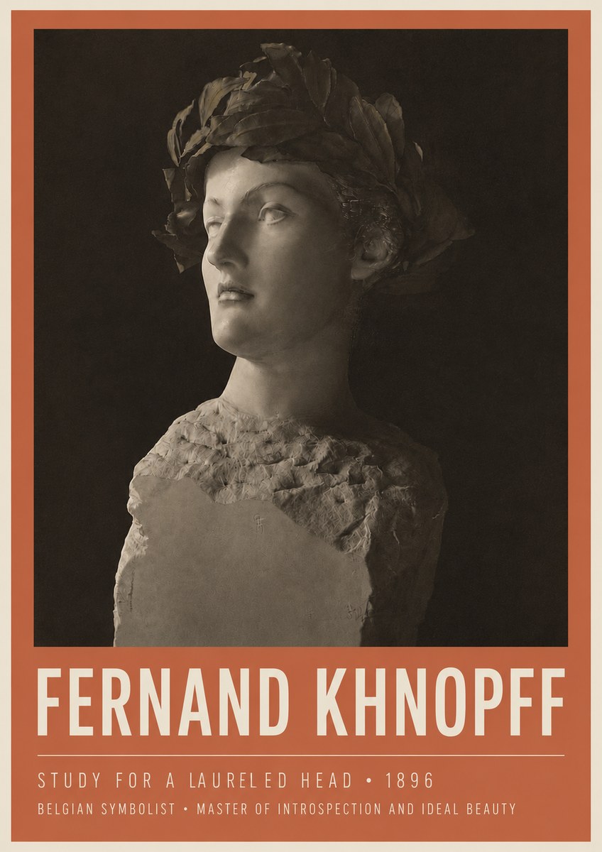 Fernand Khnopff Study for a Laurelled Head No3 - Plakát