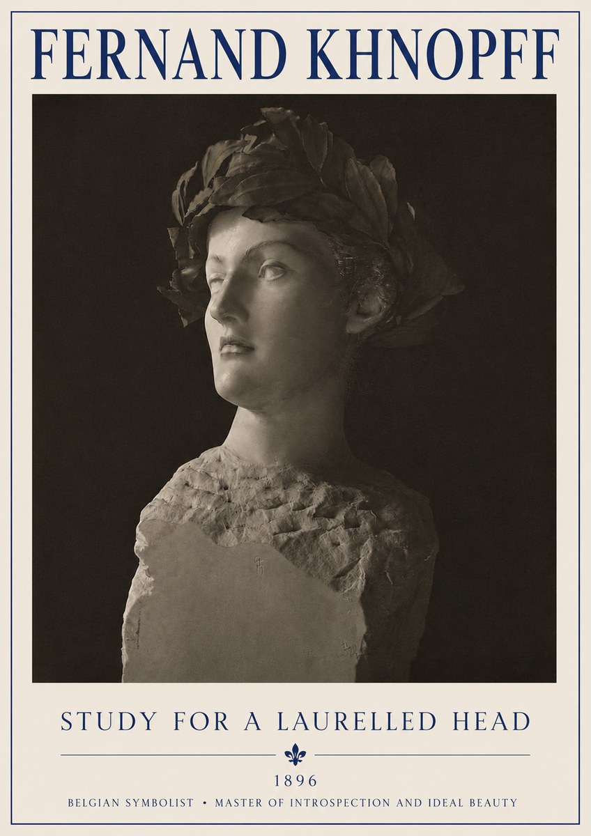 Fernand Khnopff Study for a Laurelled Head No4 - Plakát