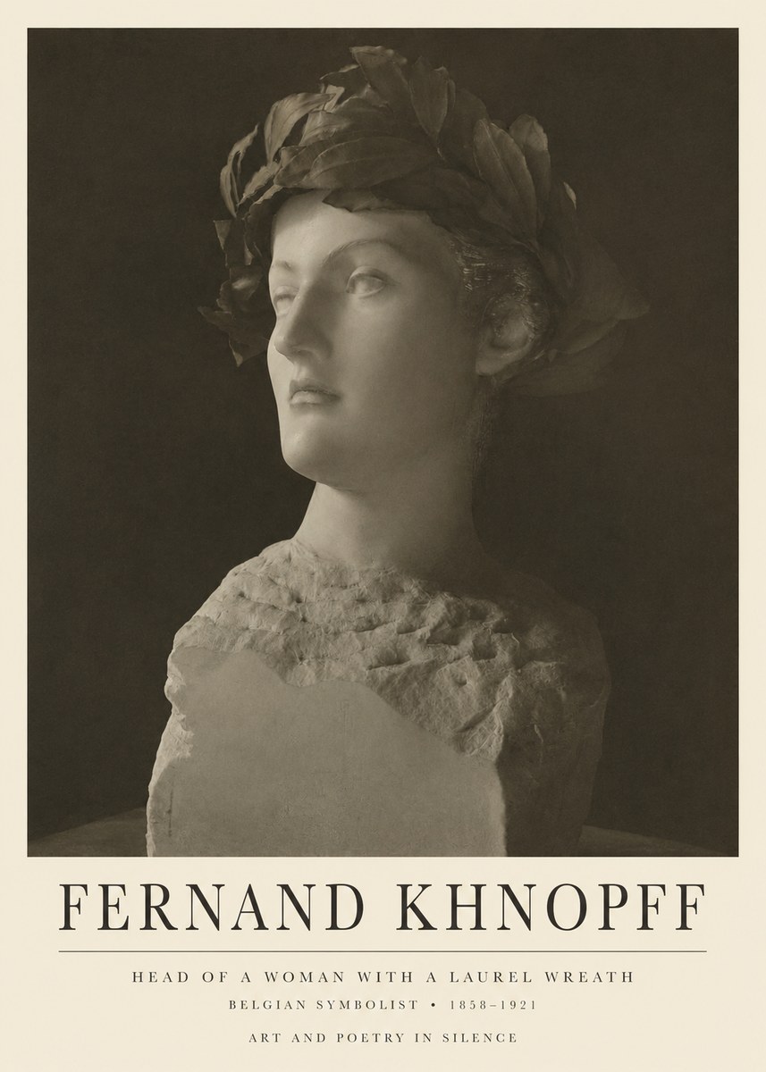 Fernand Khnopff Study for a Laurelled Head No6 - Plakát