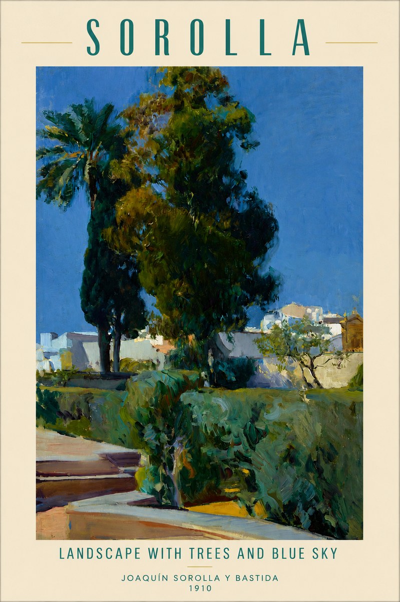 Sorolla Landscape with Trees and Blue Sky No2 - Plakát
