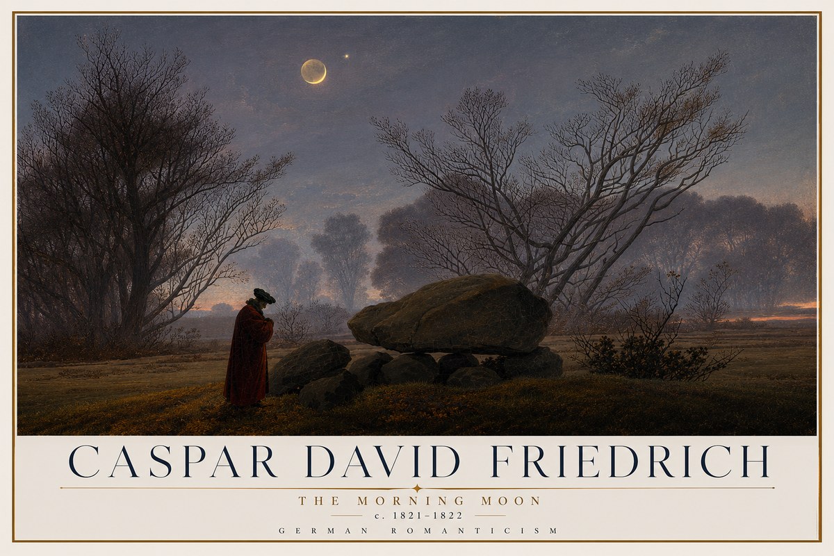 Caspar David Friedrich The Morning Moon No2 - Plakát