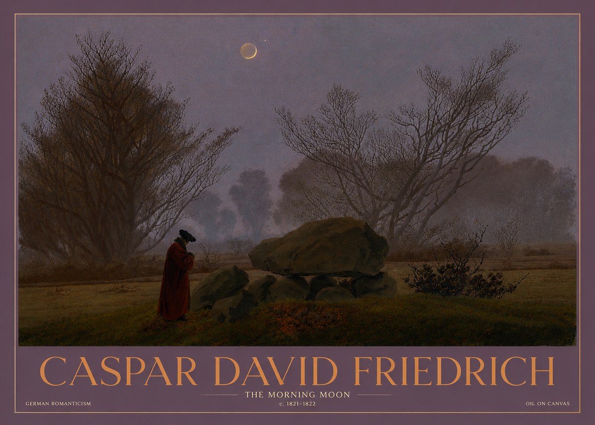 Caspar David Friedrich The Morning Moon No3 - Plakát