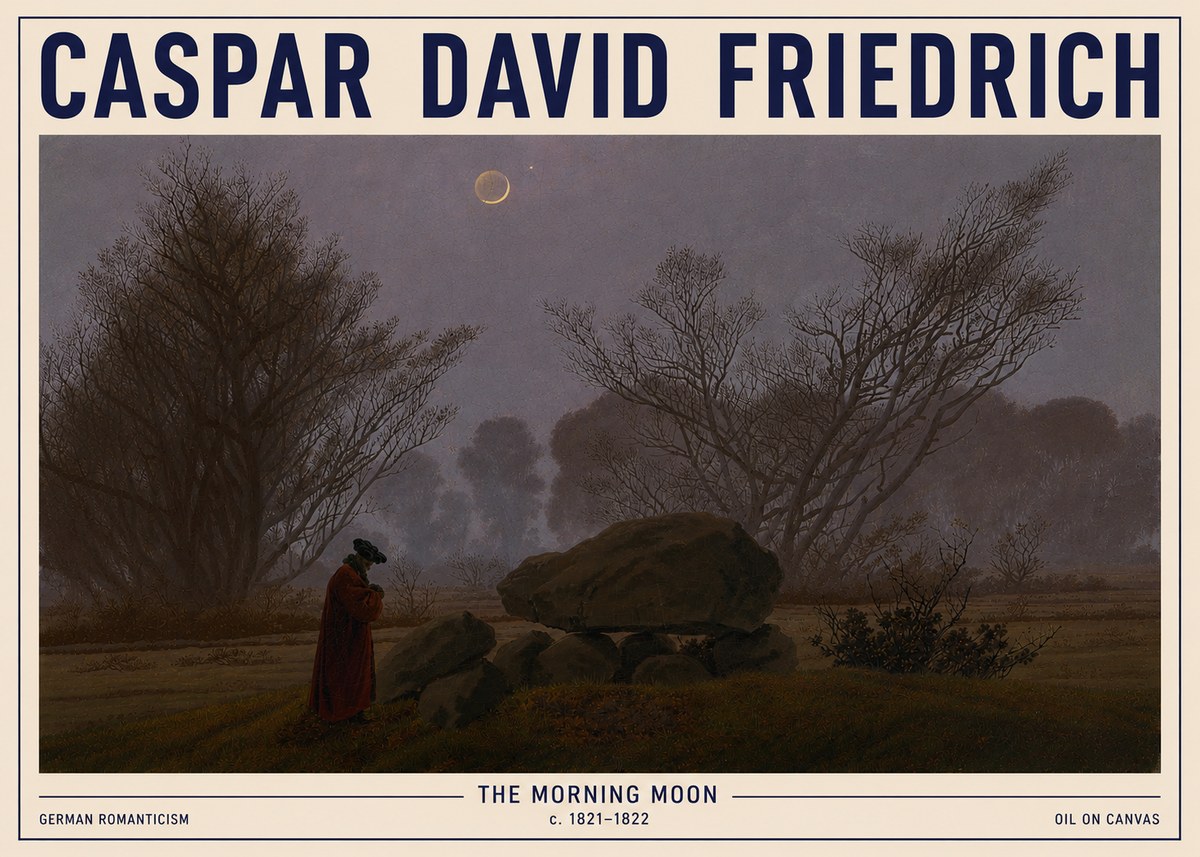Caspar David Friedrich The Morning Moon No5 - Plakát