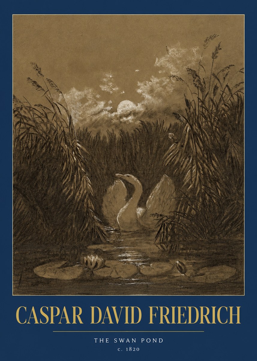 Caspar David Friedrich The Swan Pond No2 - Plakát