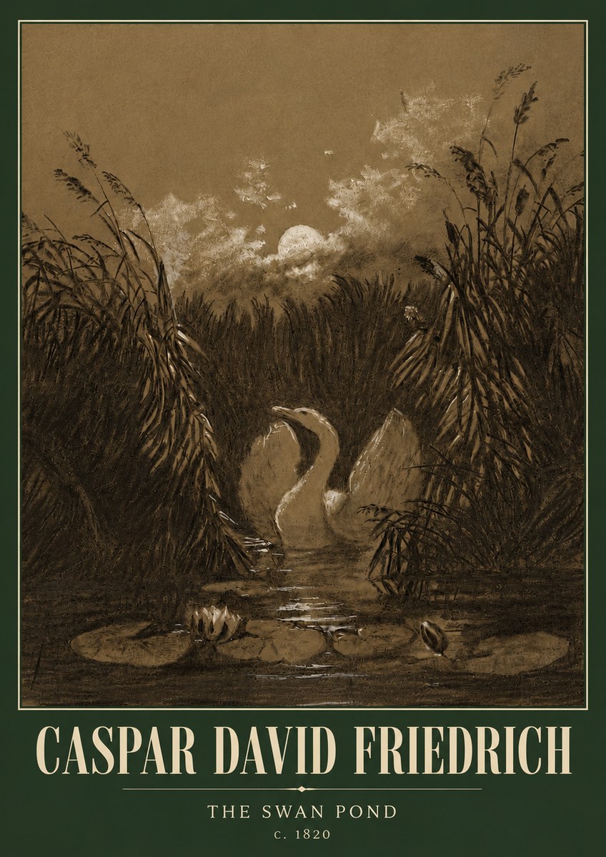 Caspar David Friedrich The Swan Pond No5 - Plakát