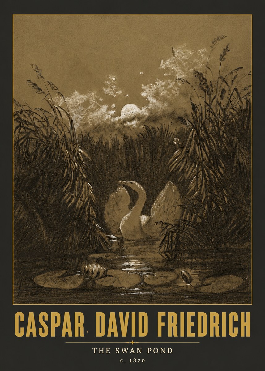 Caspar David Friedrich The Swan Pond No6 - Plakát
