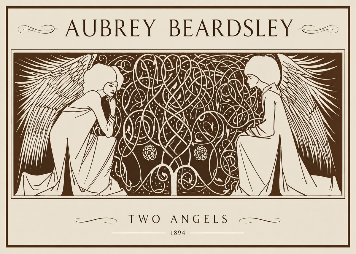 Aubrey Beardsley Two Angels No1 - Plakát