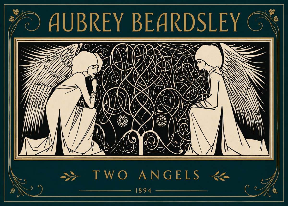Aubrey Beardsley Two Angels No4 - Plakát