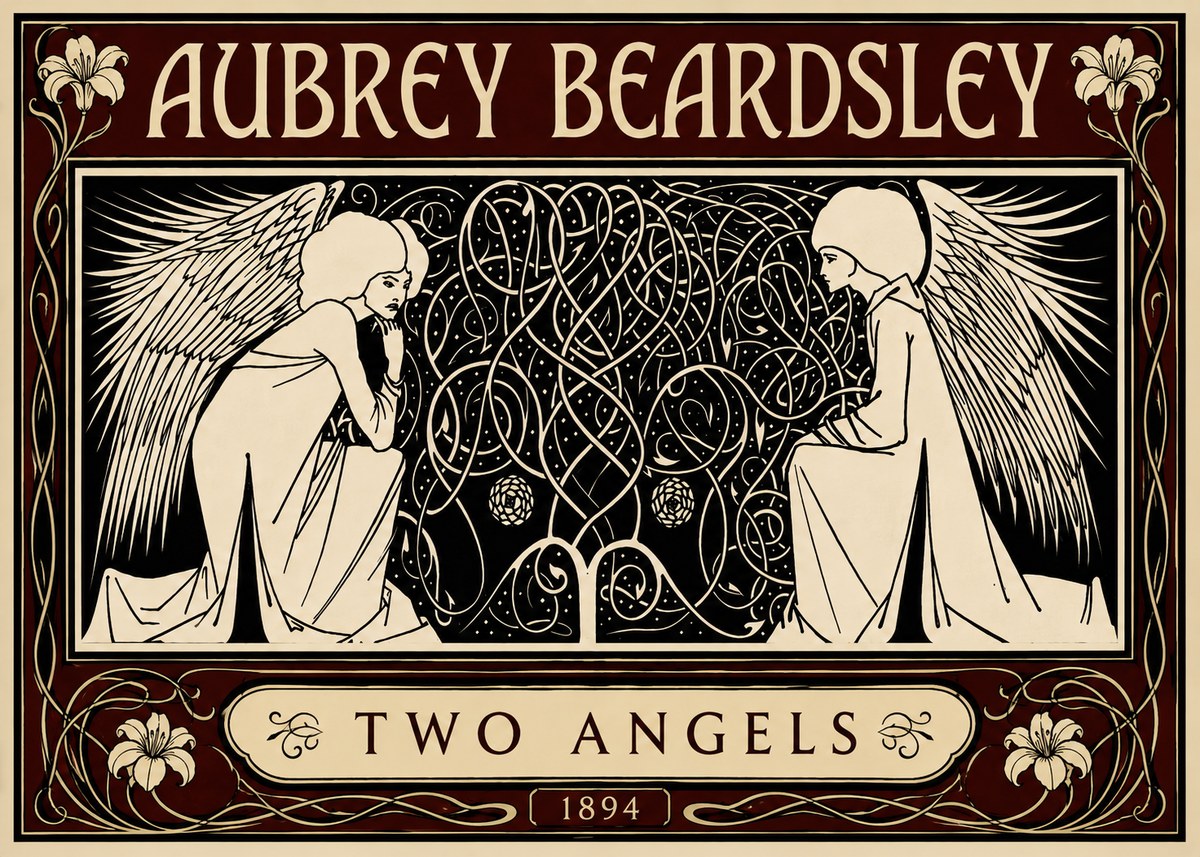 Aubrey Beardsley Two Angels No5 - Plakát