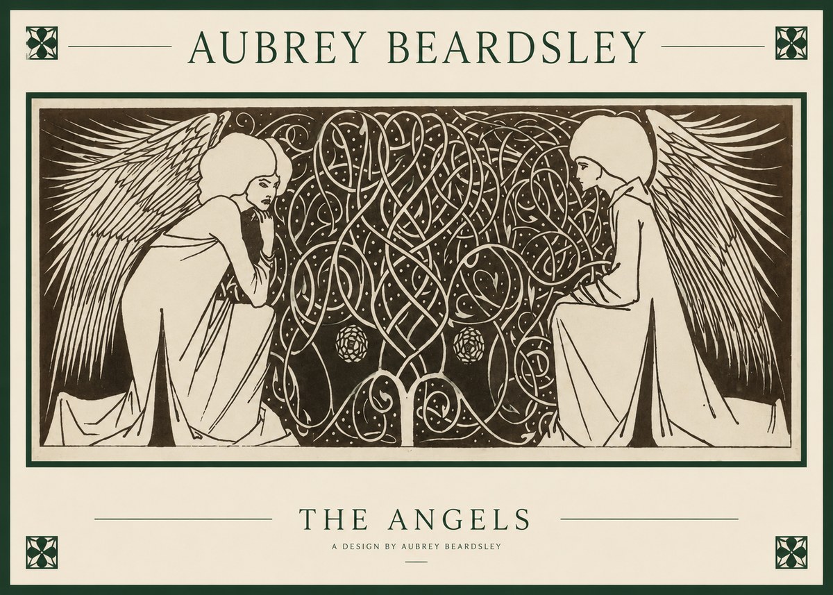 Aubrey Beardsley Two Angels No6 - Plakát