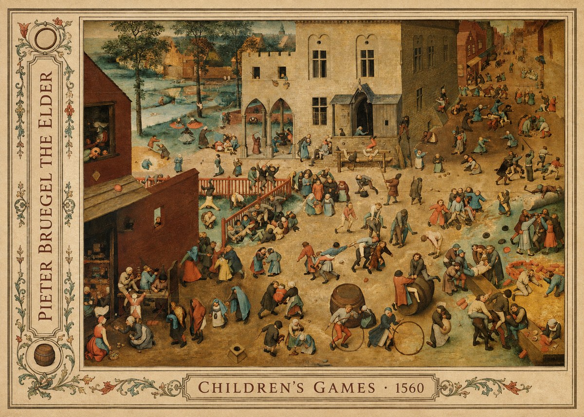 Pieter Bruegel Children's Games I No3 - Plakát