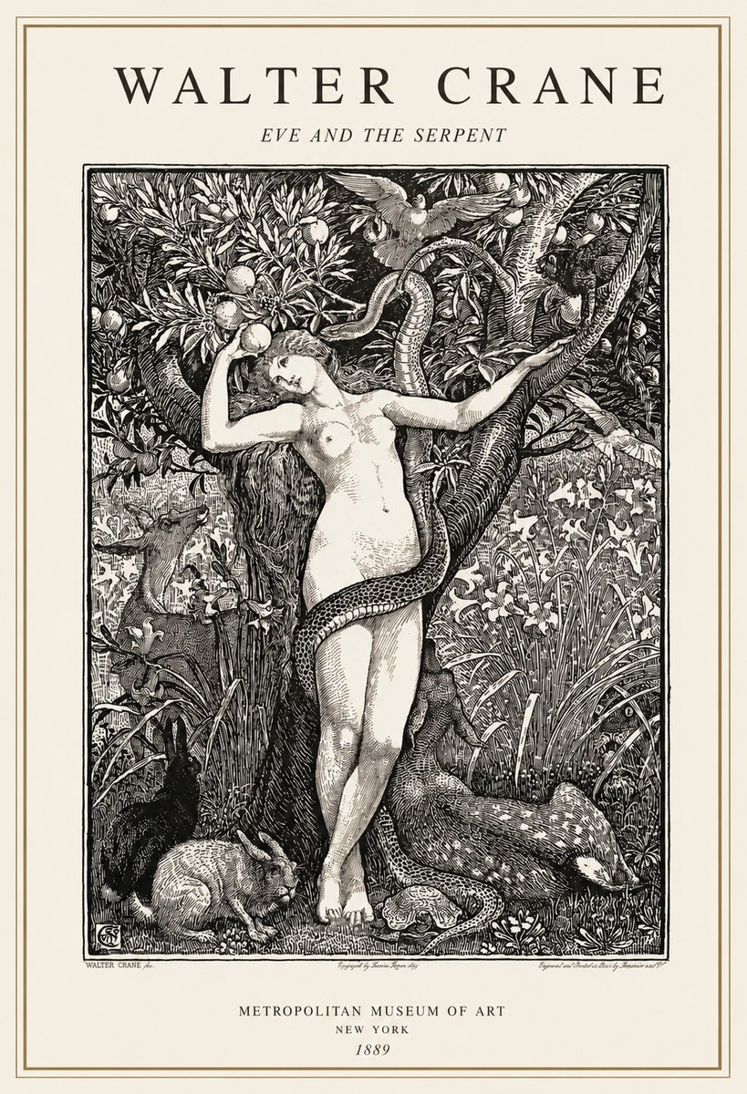 Walter Crane Eve and the Serpent No1 - Plakát
