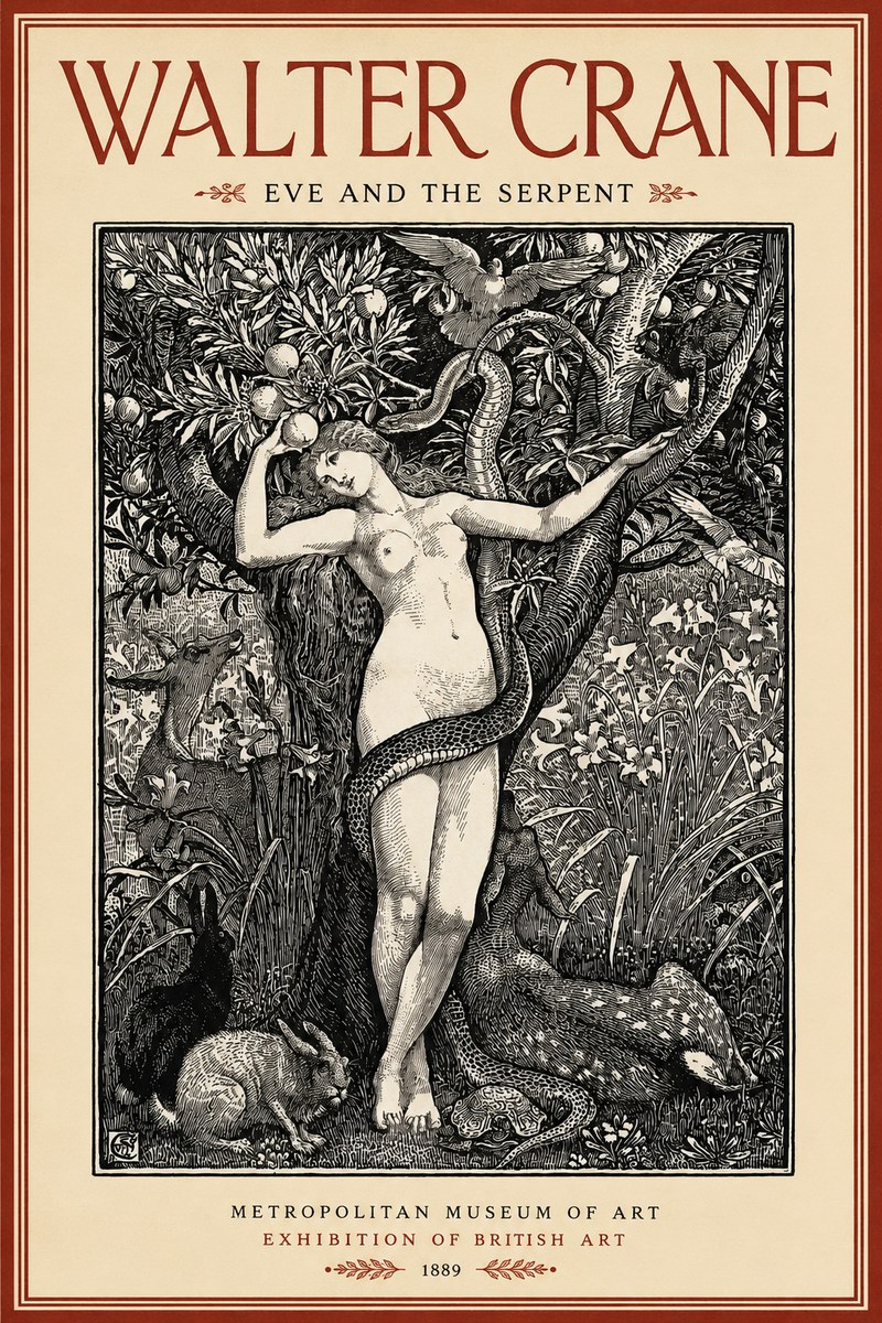Walter Crane Eve and the Serpent No2 - Plakát