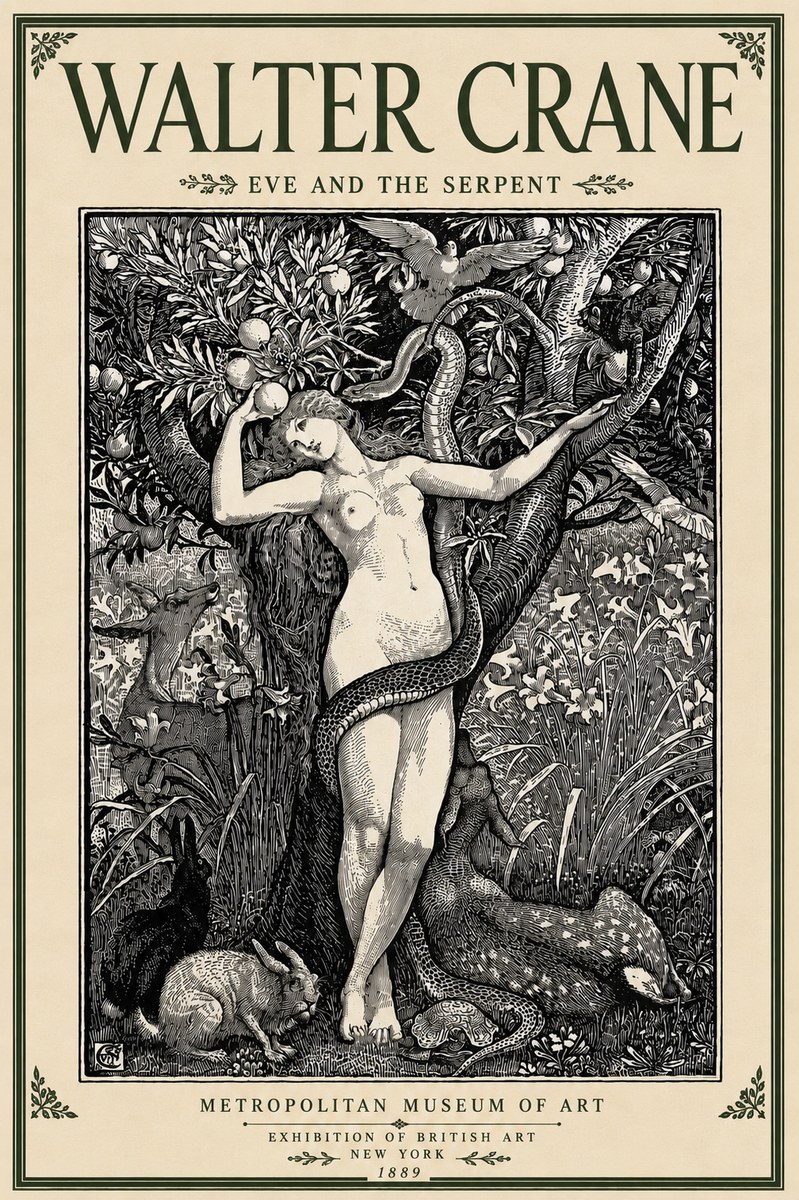 Walter Crane Eve and the Serpent No5 - Plakát