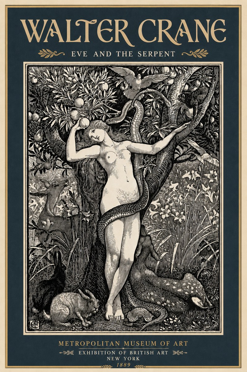 Walter Crane Eve and the Serpent No6 - Plakát