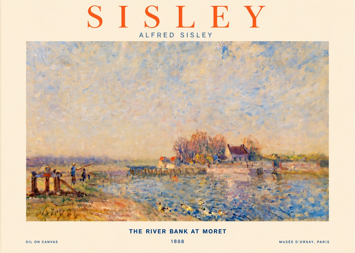 Sisley The River Bank at Moret No3 - Plakát
