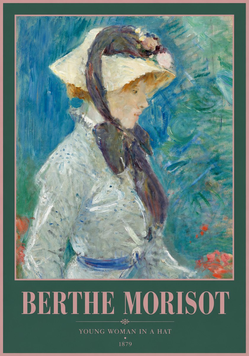 Berthe Morisot Young Woman in a Hat No2 - Plakát