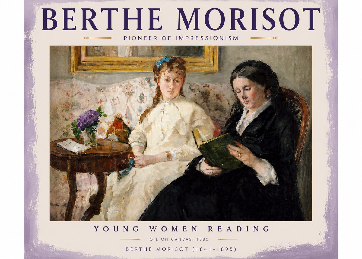 Berthe Morisot Young Women Reading No5 - Plakát