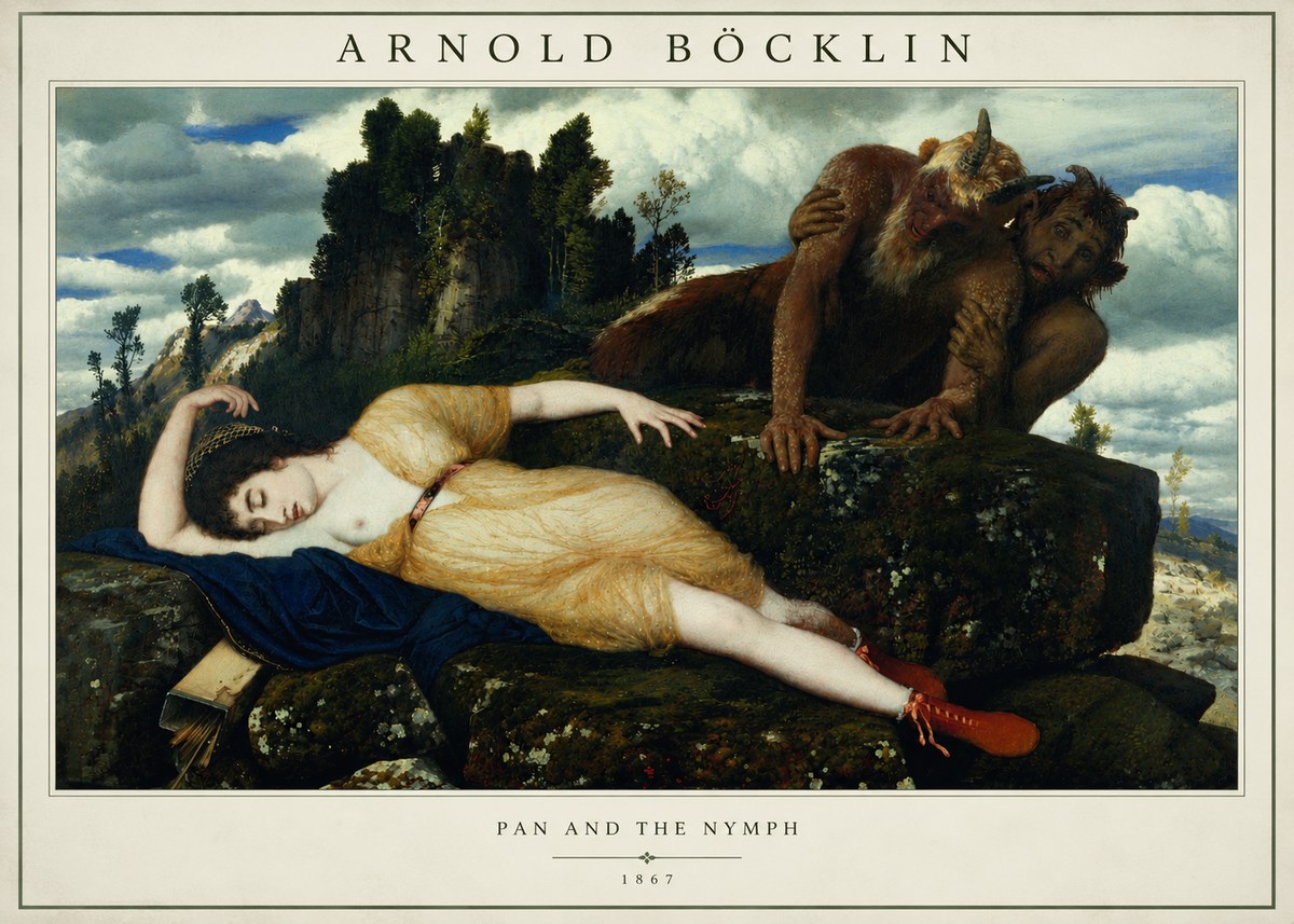Arnold Böcklin Pan and the Nymph No2 - Plakát