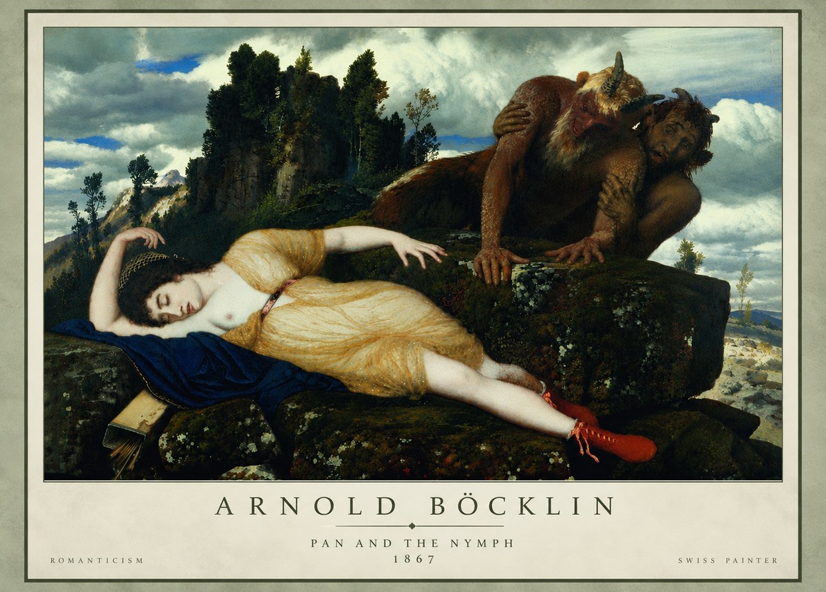 Arnold Böcklin Pan and the Nymph No4 - Plakát