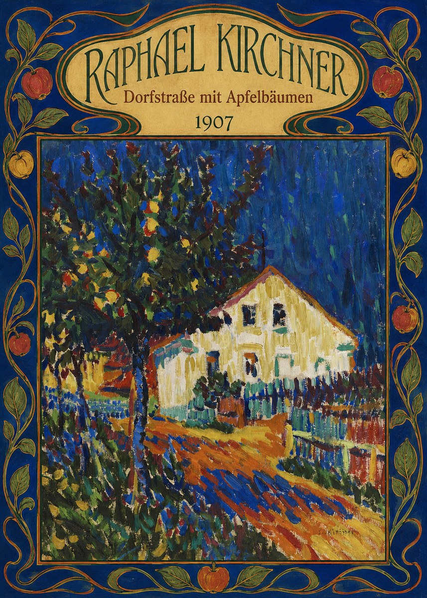 Raphael Kirchner Dorfstraße Mit Apfelbäumen No5 - Plakát