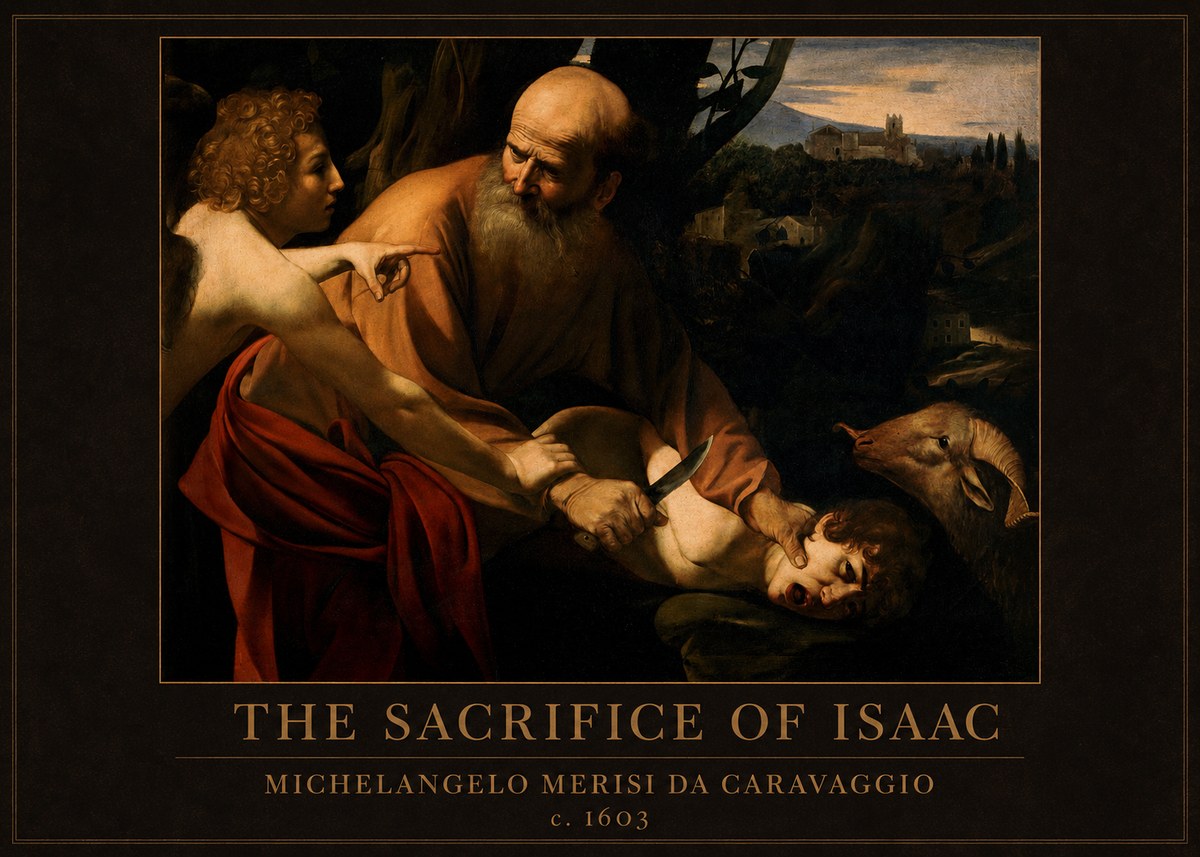 Michelangelo Merisi da Caravaggio The Sacrifice of Isaac I No5 - Plakát