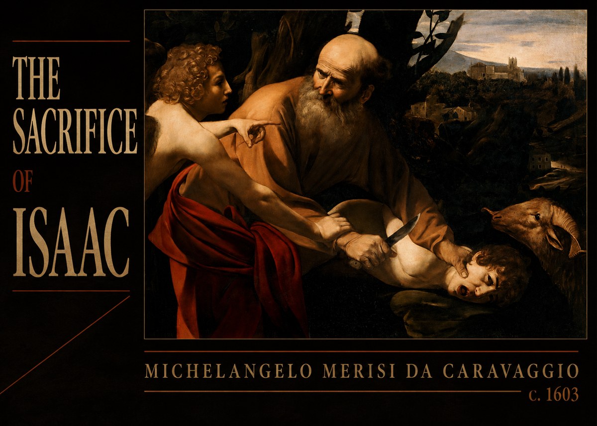 Michelangelo Merisi da Caravaggio The Sacrifice of Isaac I No6 - Plakát