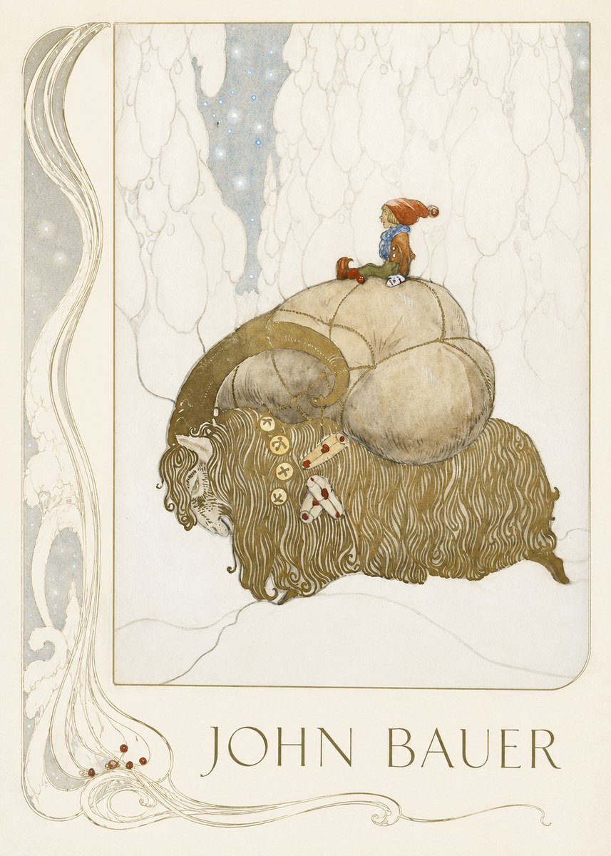 John Bauer The Boy and the Musk Ox No2 - Plakát