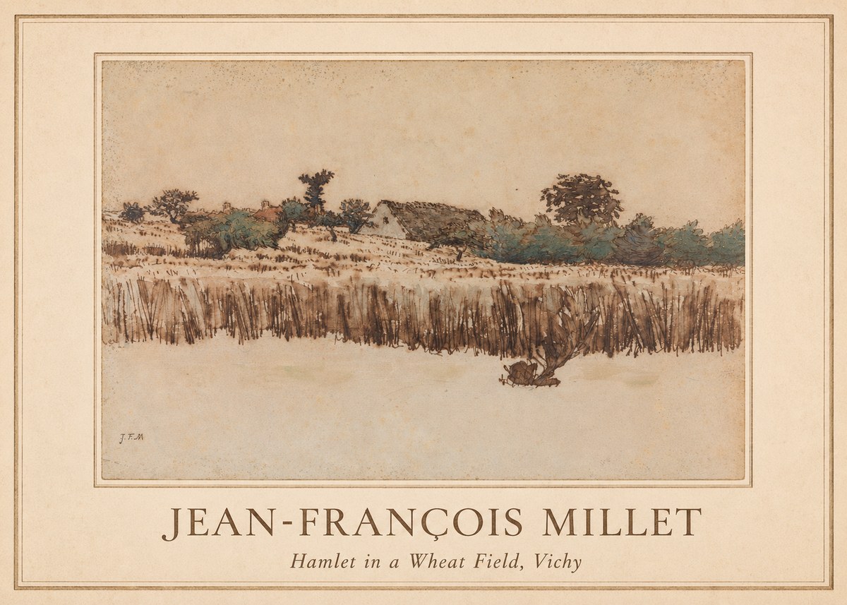 Jean-François Millet Hamlet in a Wheat Field, Vichy No1 - Plakát