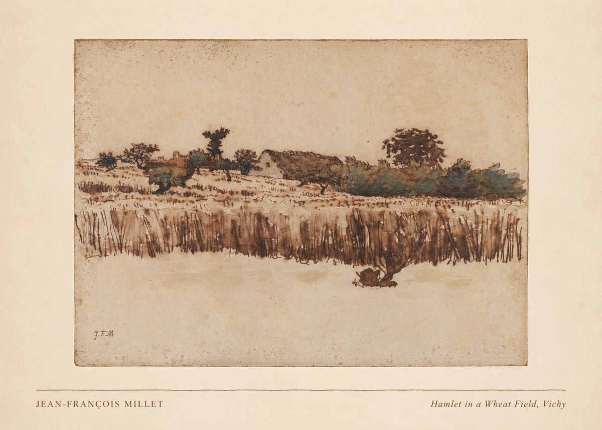 Jean-François Millet Hamlet in a Wheat Field, Vichy No3 - Plakát