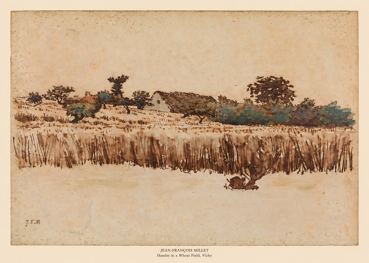 Jean-François Millet Hamlet in a Wheat Field, Vichy No5 - Plakát