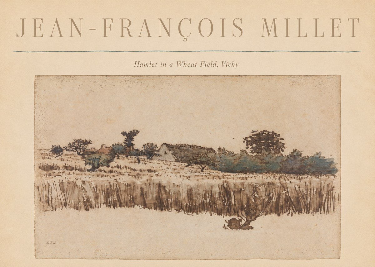 Jean-François Millet Hamlet in a Wheat Field, Vichy No6 - Plakát