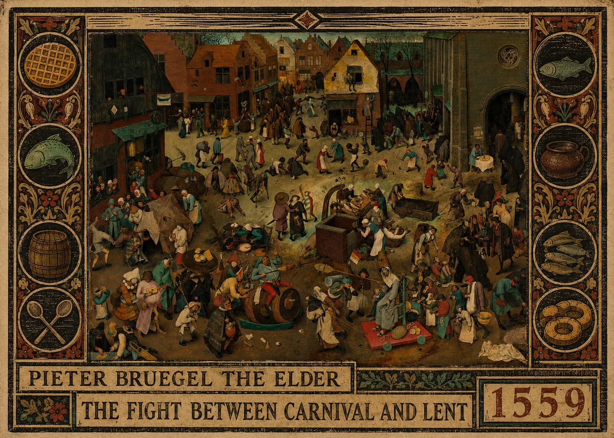 Pieter Bruegel The Fight Between Carnival and Lent II No2 - Plakát