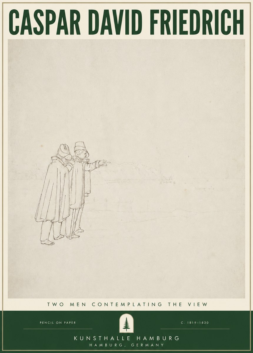 Caspar David Friedrich Two Men Contemplating the View No3 - Plakát