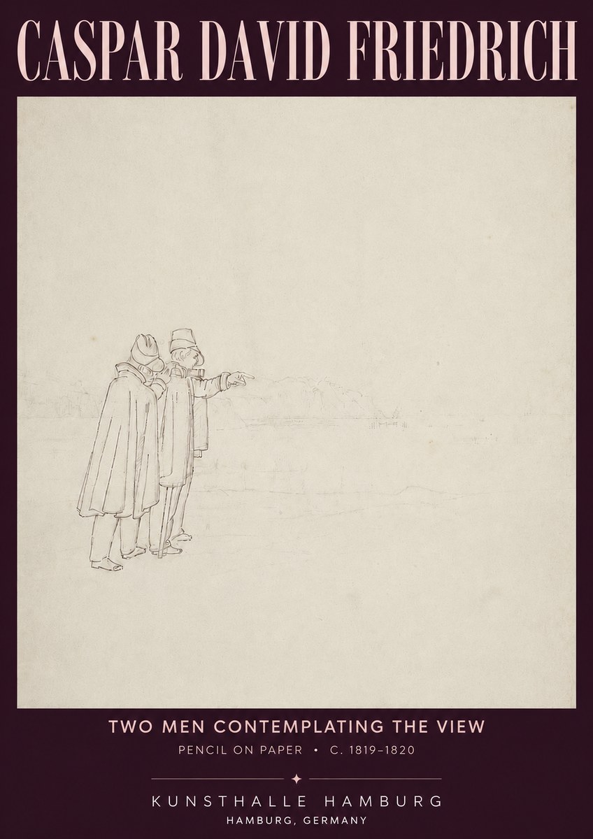 Caspar David Friedrich Two Men Contemplating the View No4 - Plakát