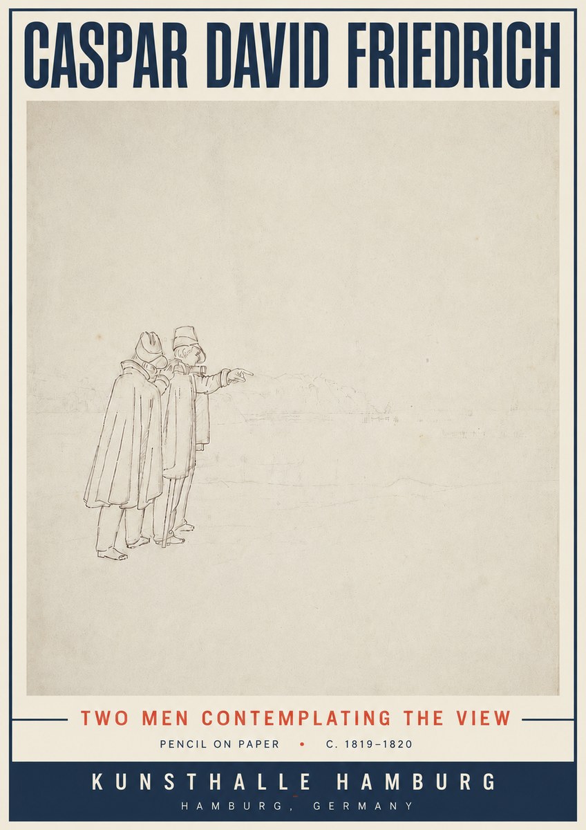Caspar David Friedrich Two Men Contemplating the View No5 - Plakát