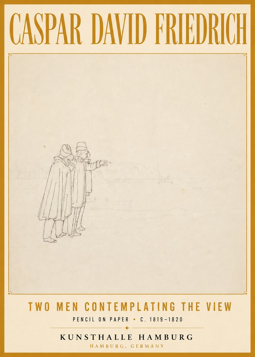 Caspar David Friedrich Two Men Contemplating the View No6 - Plakát
