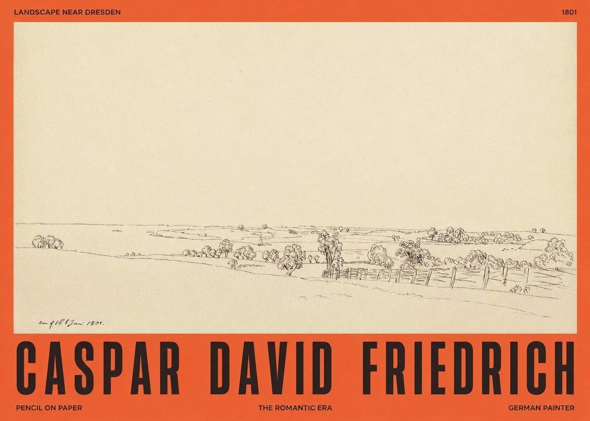 Caspar David Friedrich View of the Countryside Near Dresden No4 - Plakát