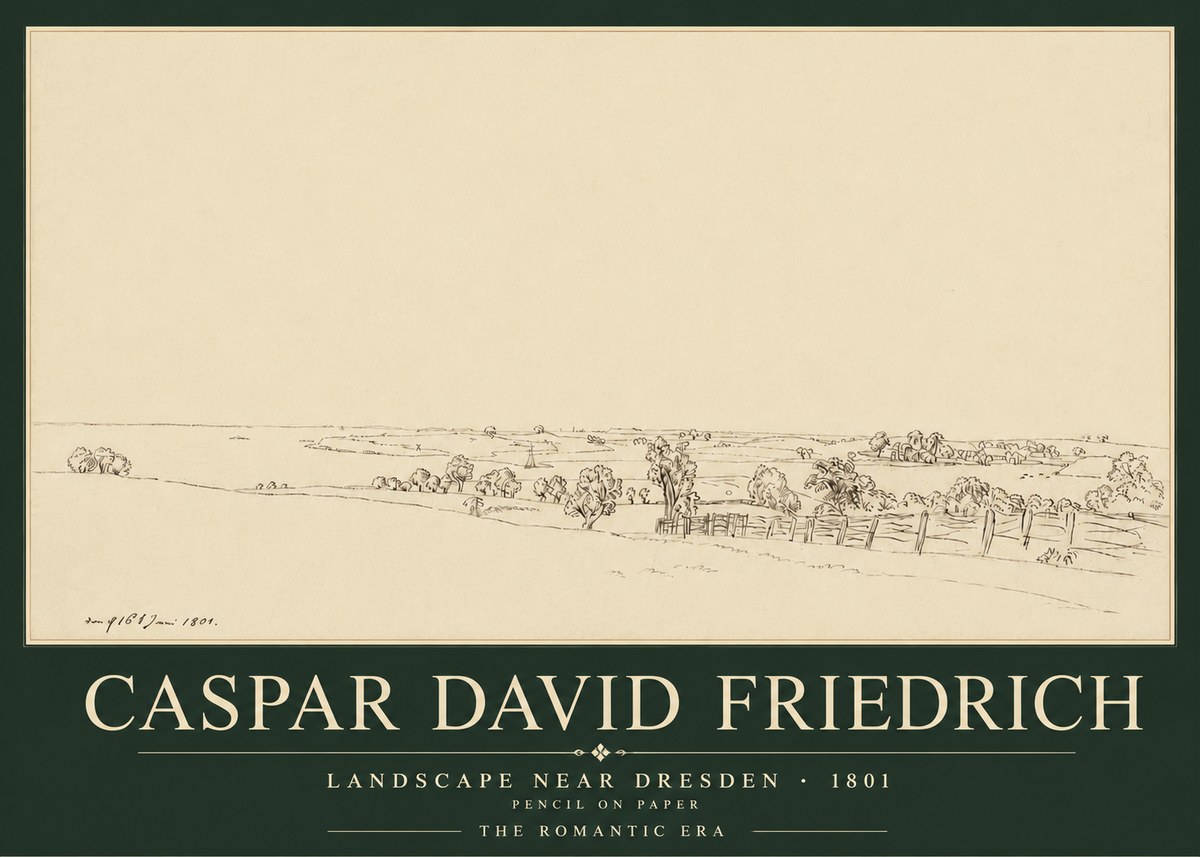 Caspar David Friedrich View of the Countryside Near Dresden No5 - Plakát
