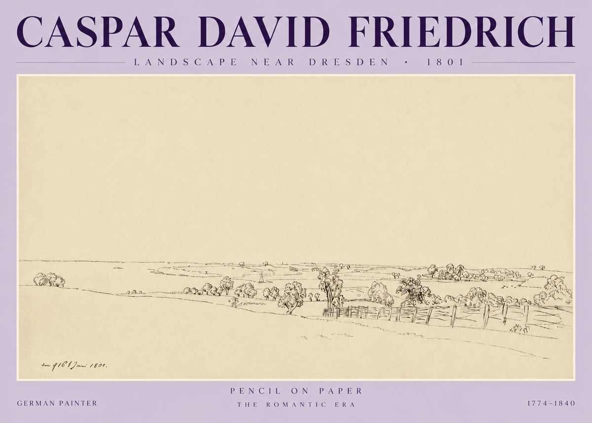 Caspar David Friedrich View of the Countryside Near Dresden No6 - Plakát