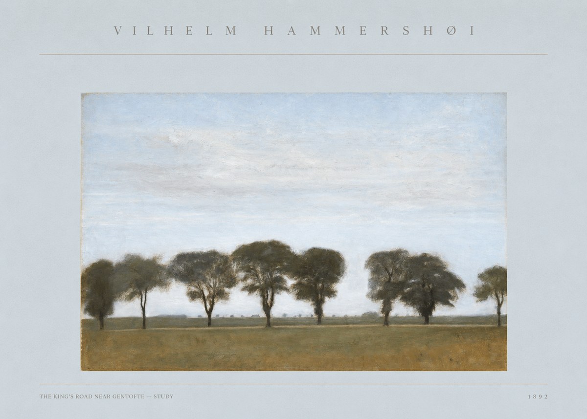 Vilhelm Hammershøi The King's Road Near Gentofte - Study No3 - Plakát