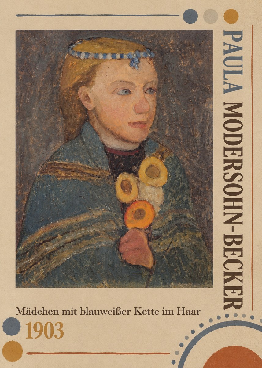 Paula Modersohn-Becker Mädchen Mit Blauweißer Kette Im Haar No4 - Plakát