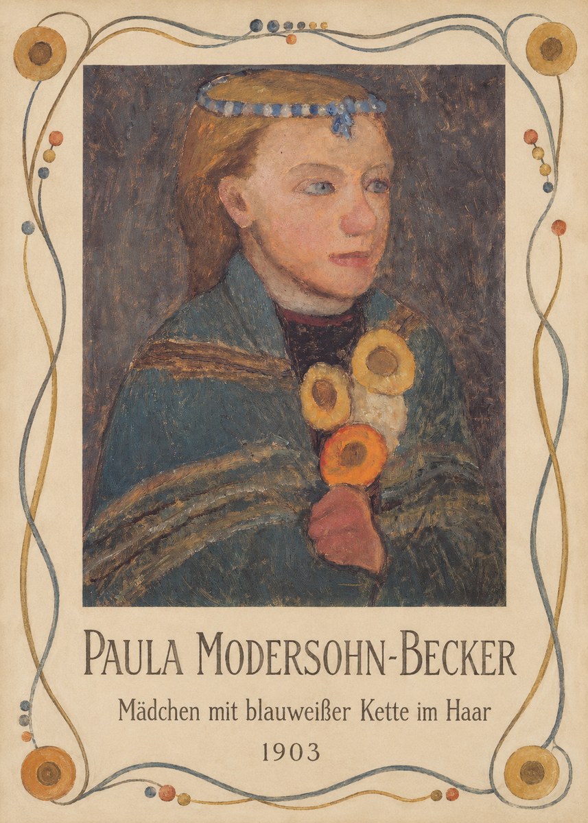 Paula Modersohn-Becker Mädchen Mit Blauweißer Kette Im Haar No5 - Plakát