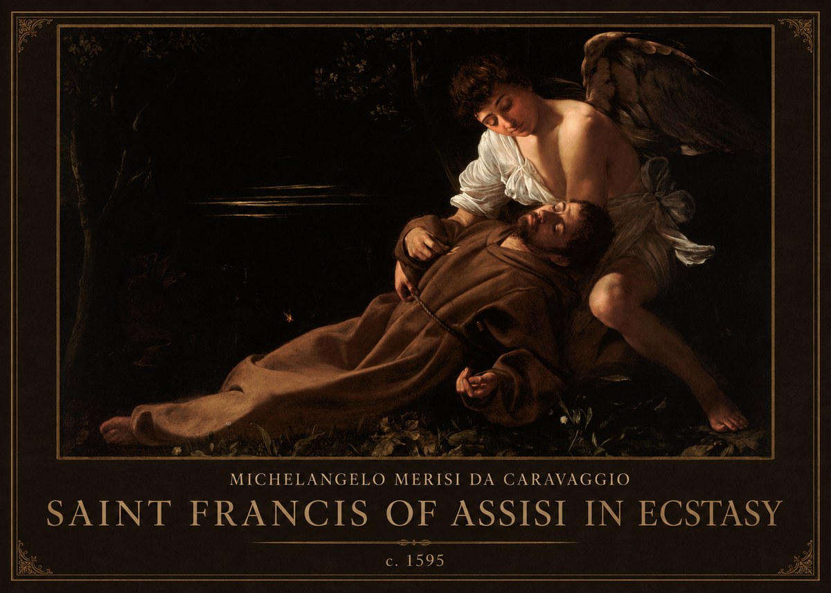 Michelangelo Merisi da Caravaggio Saint Francis of Assisi in Ecstasy No1 - Plakát