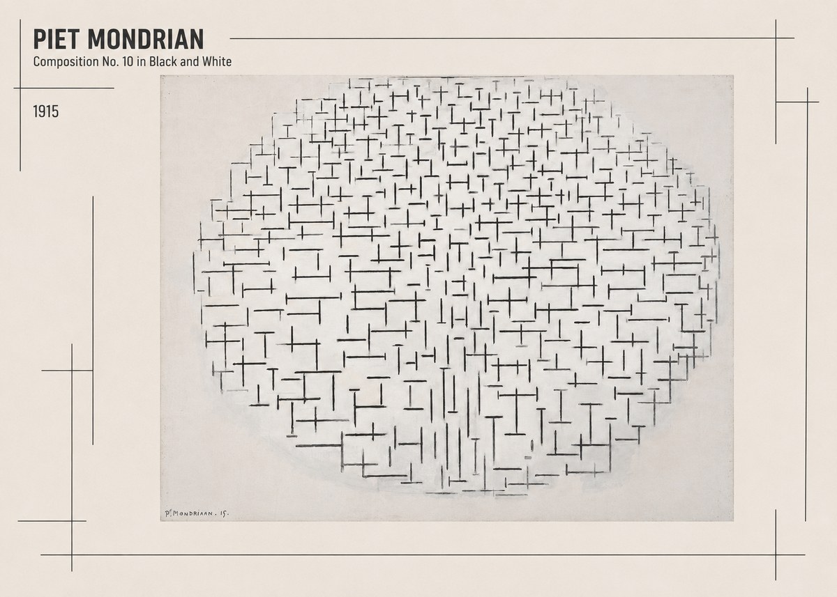 Piet Mondrian Composition 10 in Black and White No2 - Plakát